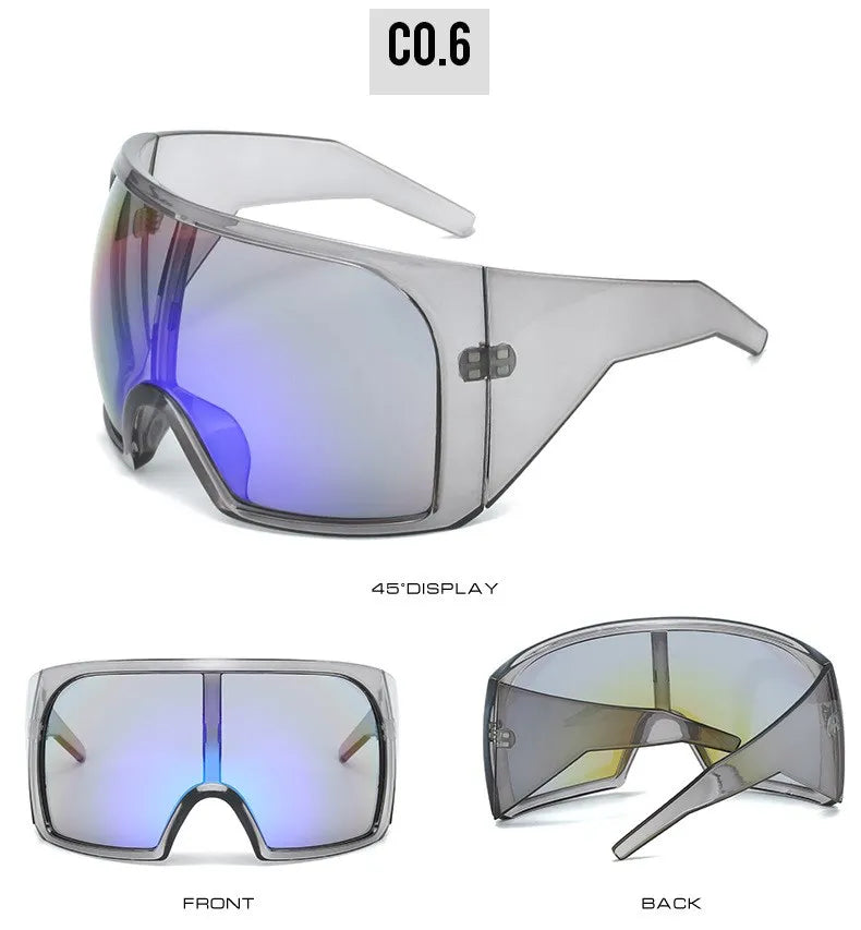 Übergroße Punk-Schild-Sonnenbrille für Damen und Herren, großer Rahmen, 2025, Luxusmarke, Steampunk-Maske, Sonnenbrille für Damen, Sportbrille, UV400