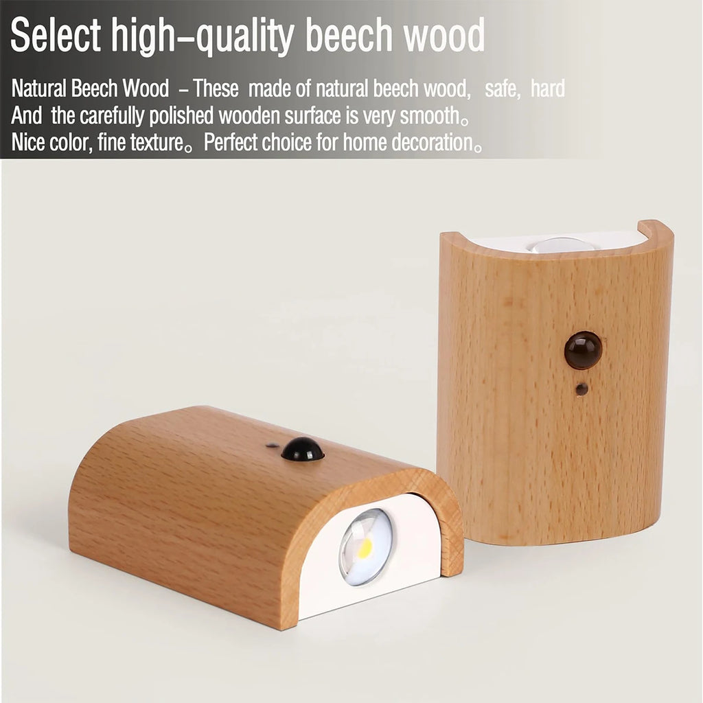 Intelligente Induktions-Wandleuchte, wiederaufladbares Licht, 1a, 0,4 W, Bewegungsmelder, LED-Leuchten, Treppen, Holz, magnetisch, warmweiß, Nachtstecker