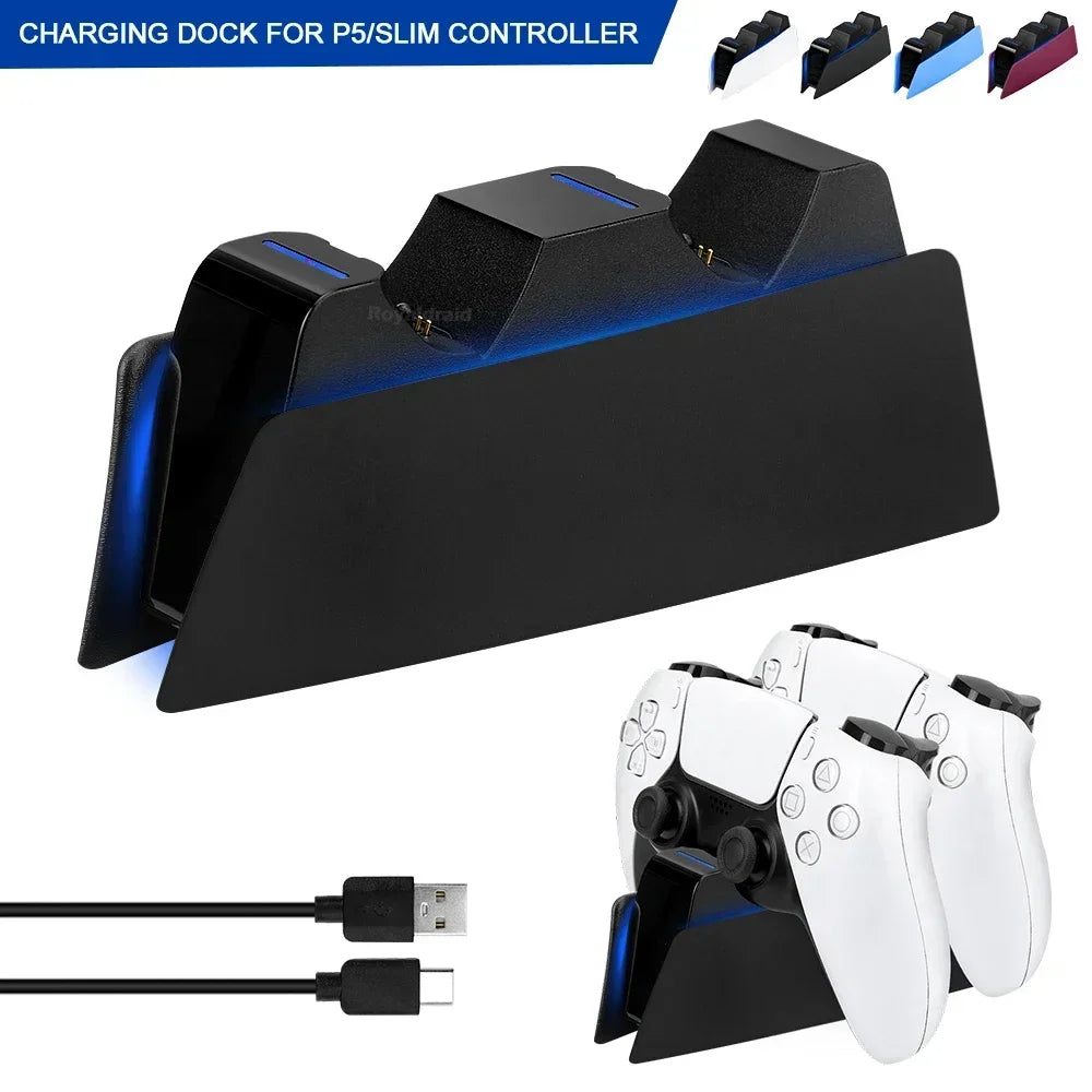5 FARBEN für PS5-Controller, Ladestation, Dual-Schnellladestation für PS5, Typ C und PS5-Edge-Game-Controller mit LED-Anzeige