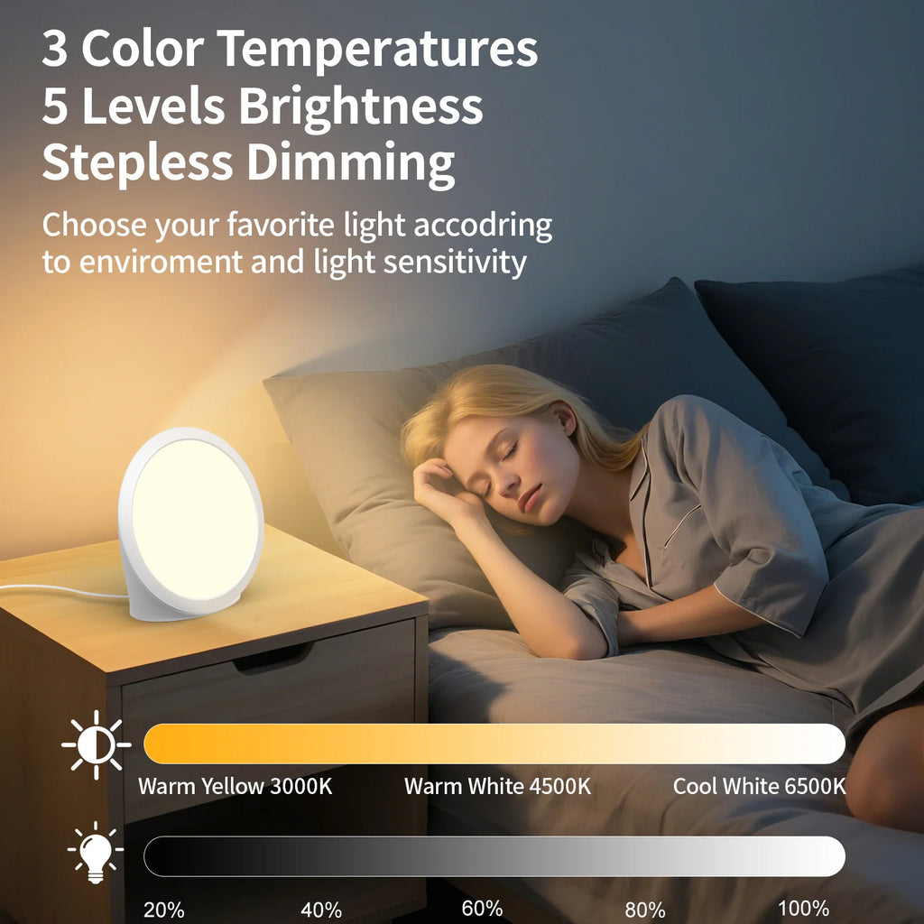 SAD-Lampe, Tageslichtlampe mit 3 Farbtemperaturen, 6 Timer, Speicherfunktion, Touch-Steuerung für Büro/Schreibtisch/Zuhause/Schlaf
