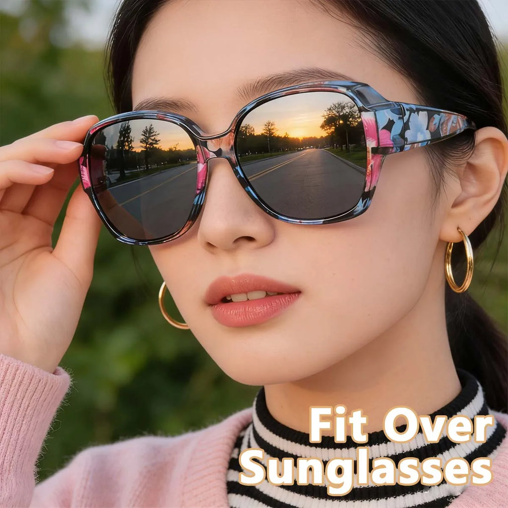 1 Stück Sonnenbrille zum Überziehen von Brillen, polarisiert, für Männer und Frauen, Wrap-Around-Brille, UV400-Schutz für Autofahren und Outdoor-Aktivitäten T01