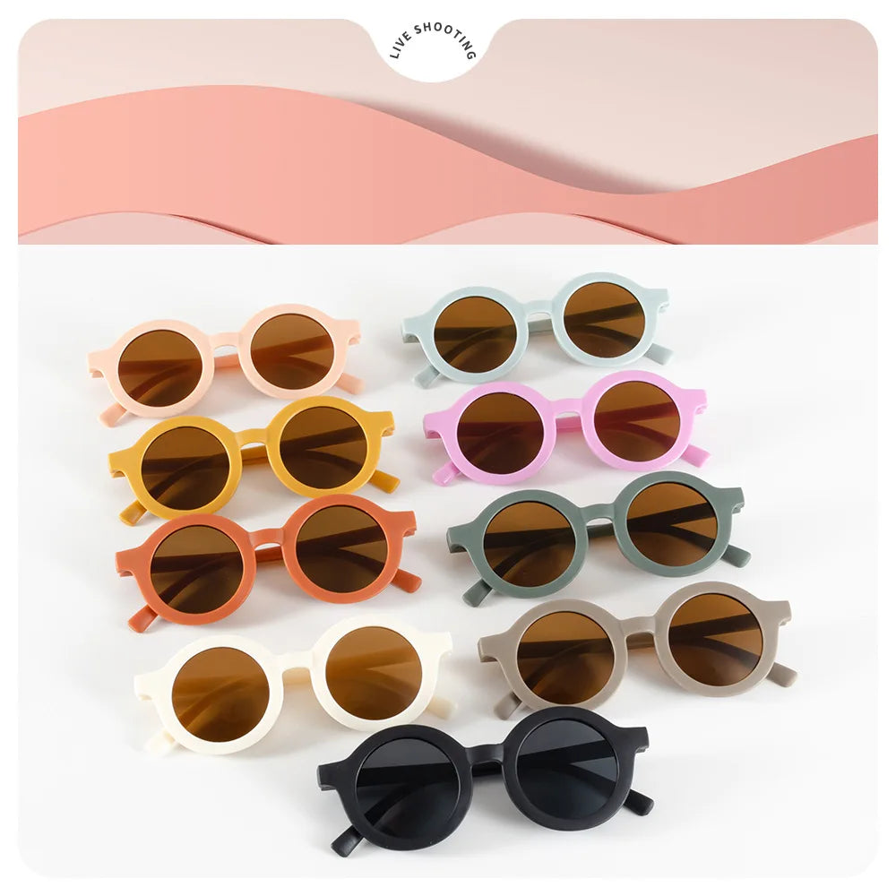 Kindersonnenbrille, runder Rahmen im Einsatzstil, Baby-Sonnenbrille für 1–7 Jahre alte Babys, Sonnenschutz, Sonnenschutz