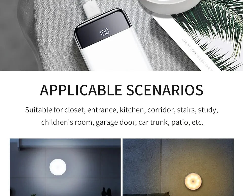 LED-Unterschrankleuchten mit Bewegungsmelder, Nachtlicht, wiederaufladbar, kabellose USB-Lampe für Treppen, Schrank, Küche, Schlafzimmer, Flur