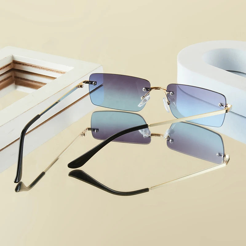 1 Stück Herrenmode-Brille, neu, Metall, rahmenlos, elegant, Retro, vielseitig, trendig, geeignet für den täglichen Gebrauch, Urlaub, Outdoor, Sonnenschutz