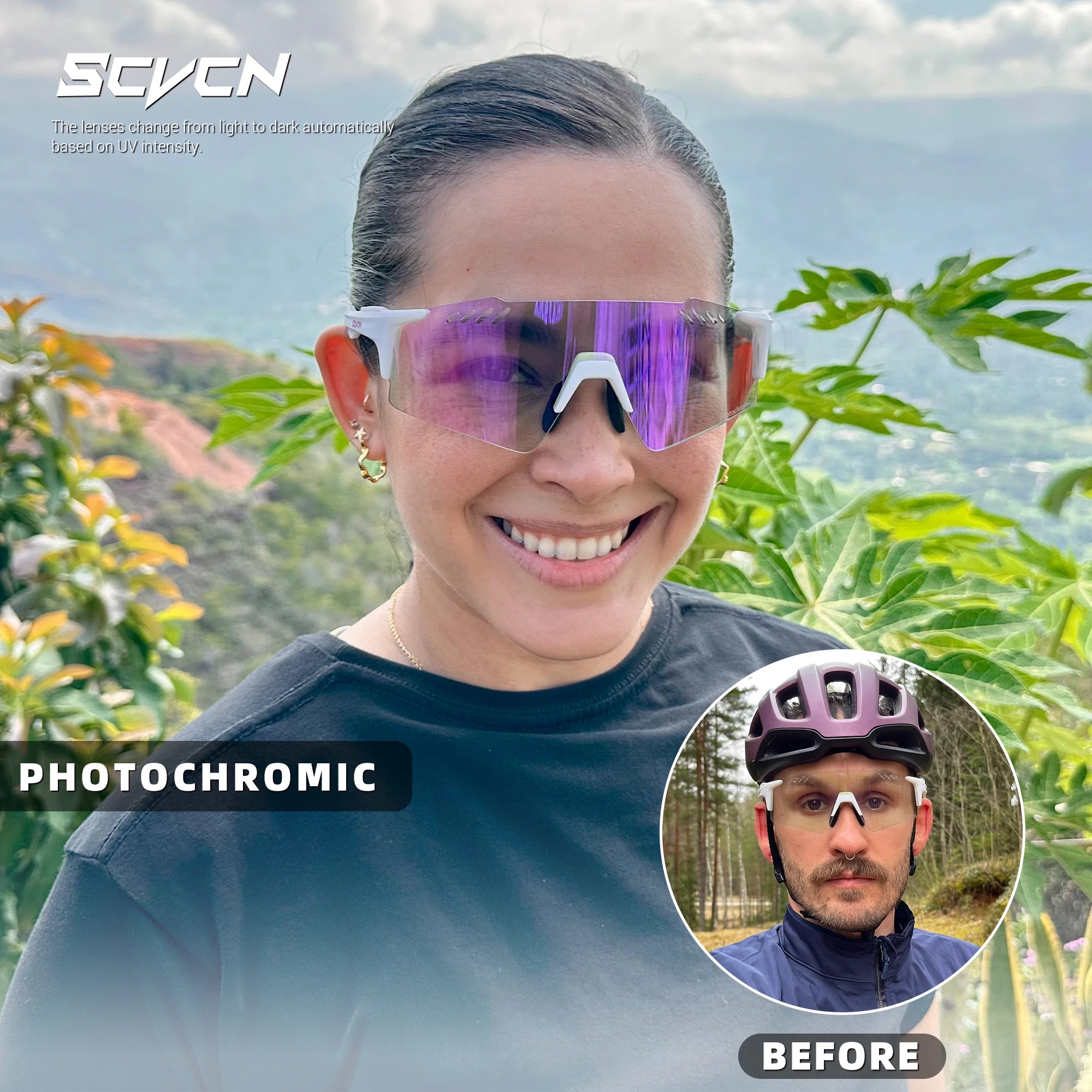 SCVCN Photochrome fahrrad Radfahren brille UV400 Fahrrad reiten Brillen Sport MTB Outdoor Sport Golf Camping Fahren Okulare
