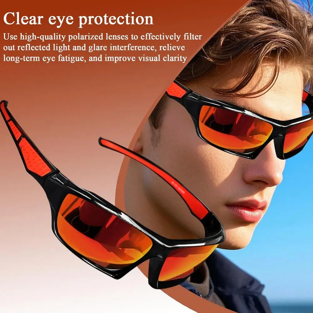 Polarisierte Sonnenbrille für Herren, umfassender Schutz, Sonnenbrille, bequemer, leichter Rahmen, Sportbrille zum Fahren, Angeln