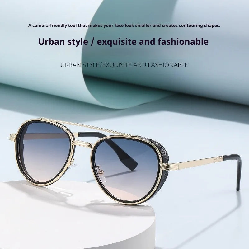 2026 Neue Luxus Steampunk Sonnenbrille, Metallrahmen Ovale Vintage-Brille, Modische Sonnenbrille für Damen, Fahrerbrille für Herren