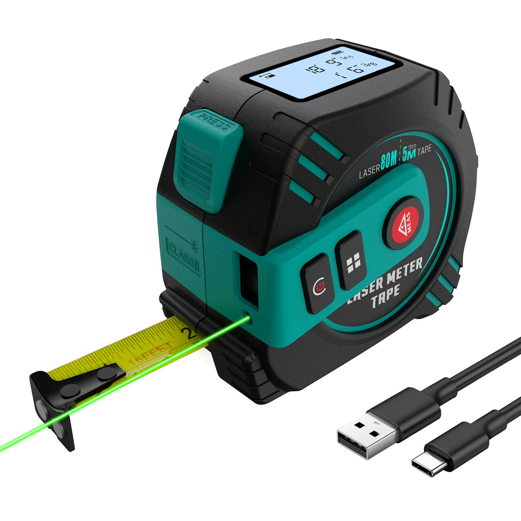 2in1 grüne Laser-Entfernungsmesser 80 m + 5 m Bandlasermaß Multifunktional wiederaufladbar