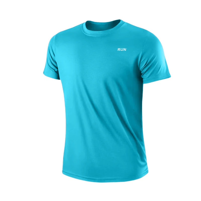 Männer schnell trocknen Kurzarm Fitness studio laufen feuchtigkeit transportierende Rundhals-T-Shirt Training Übung Fitness studio Sport hemd Tops leicht