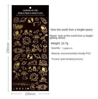 Neue Golden Planet Dekoration Aufkleber Universum Raum Aufkleber für Tagebuch Foto Telefon Diy Scrapbooking Schreibwaren Schule Liefert