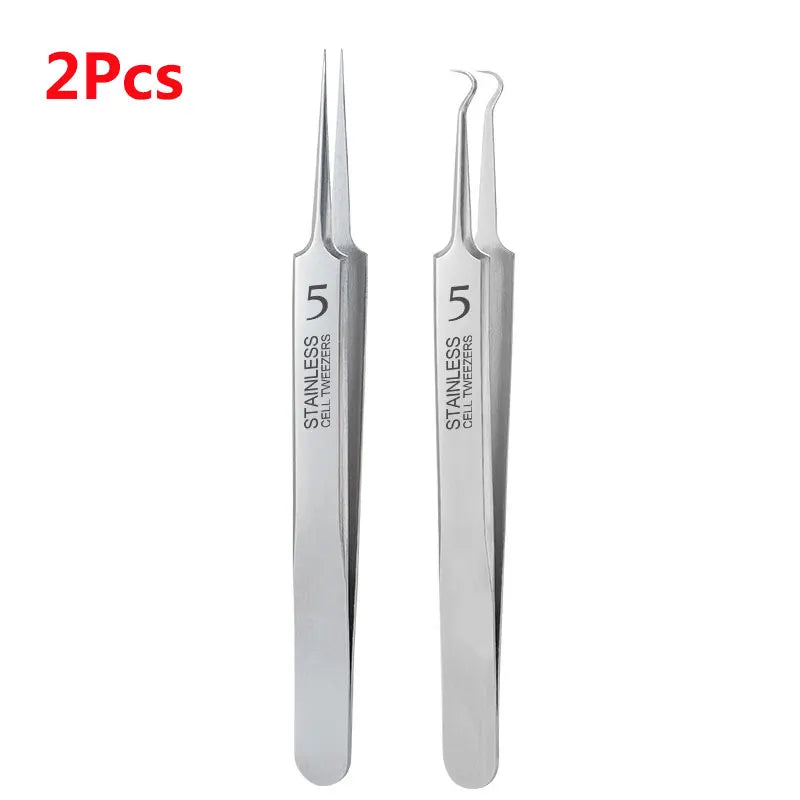 Deutsch Ultrafein Nr. 5-Zellen-Pickel-Pinzette mit Mitesser-Clip, Schönheitssalon, spezielles Kratz- und Schließartefakt, Akne-Nadelwerkzeug