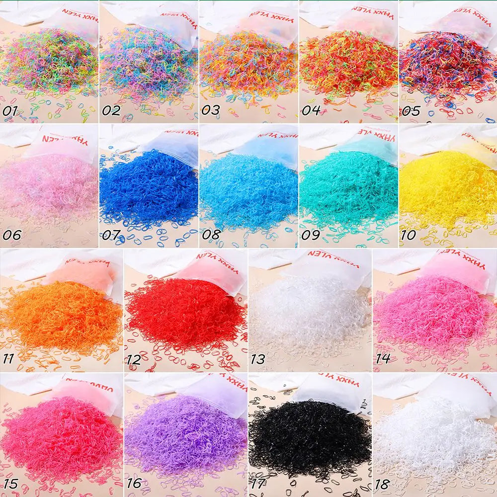 500/1000/2000 stücke Mädchen bunte Einweg Gummiband Haar gummis Stirnband Kinder Pferdes chwanz Halter Bänder Kinder Haarschmuck