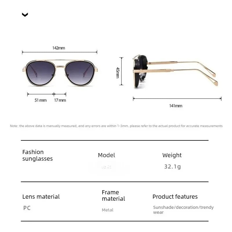 2026 Neue Luxus Steampunk Sonnenbrille, Metallrahmen Ovale Vintage-Brille, Modische Sonnenbrille für Damen, Fahrerbrille für Herren