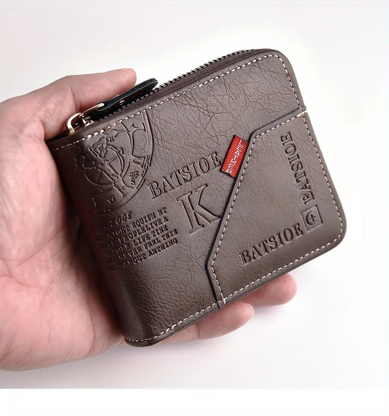 Herren Geldbörse aus Pu Wachs Öl Haut Geldbörse für Männer Geldbörse kurze männliche Karten halter Brieftaschen Reiß verschluss um Geld Geldbörse