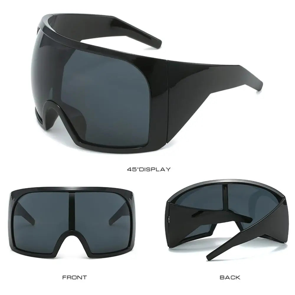 Futuristische Wrap-Around-Sonnenbrille Rave gebogene Linse UV400-Schutz 2000er Brillen übergroße Y2K-Sonnenbrille für Frauen und Männer