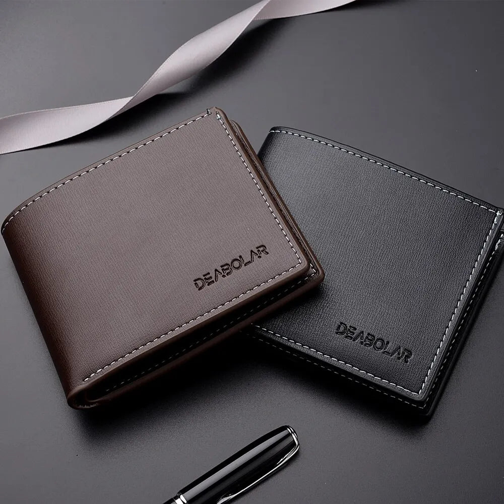 Pu Leder Männer kurze Brieftasche dünnen Stil Klapp junge Männer Kreditkarten halter Brieftasche
