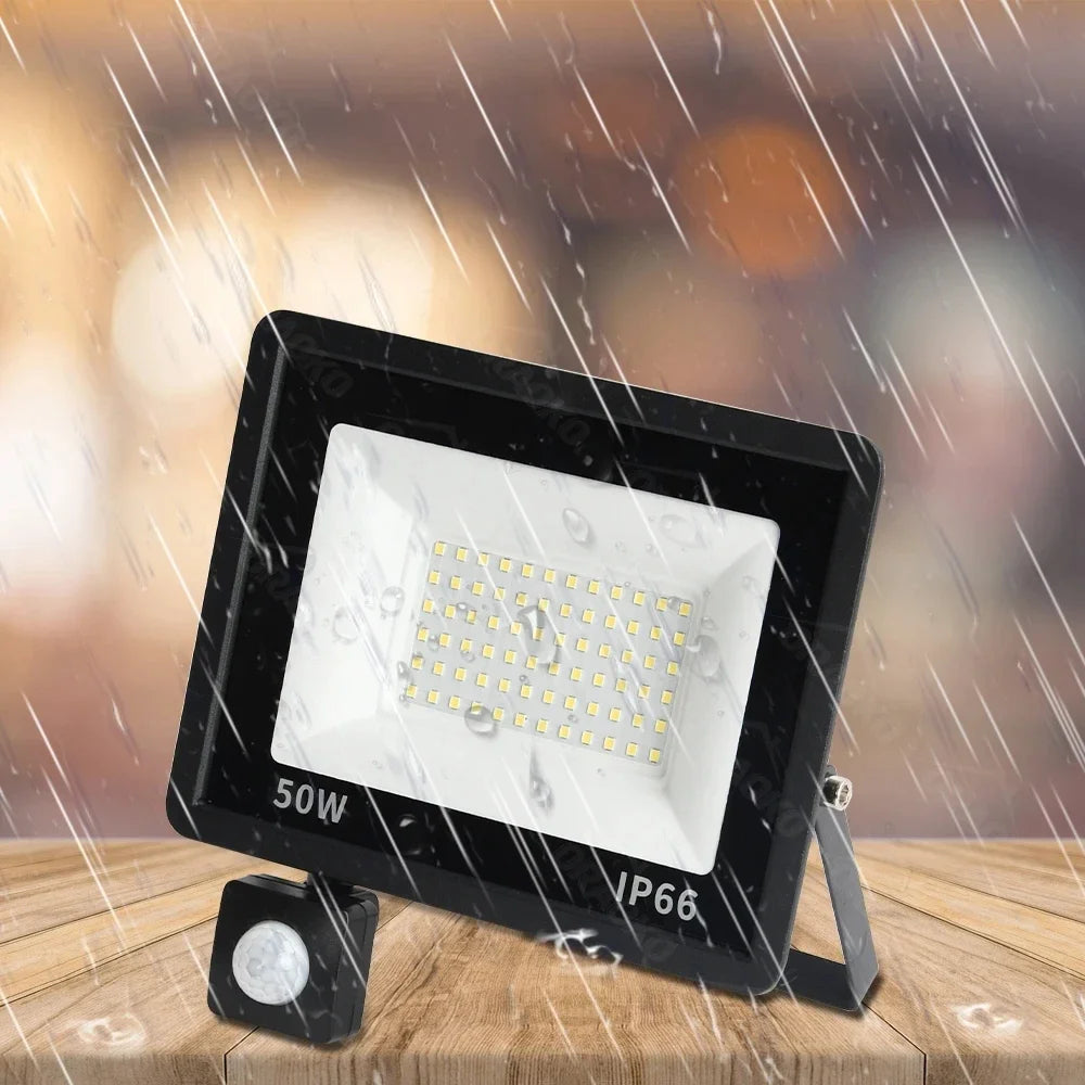 LED PIR Motion Sensor Flutlicht Outdoor Wand Licht Weißes Licht 100W 50W 30W 20W 10W IP66 Wasserdichte LED Strahler Für Garten