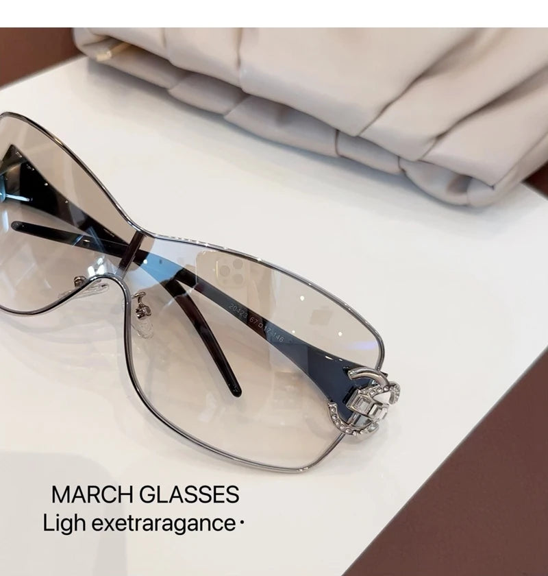 Neue Verbundene Luxus Frauen Sonnenbrille Übergroßen Frau Sonnenbrille Schwarz Brillen Trendy Männer Glas Lentes De Sol Mujer 2025