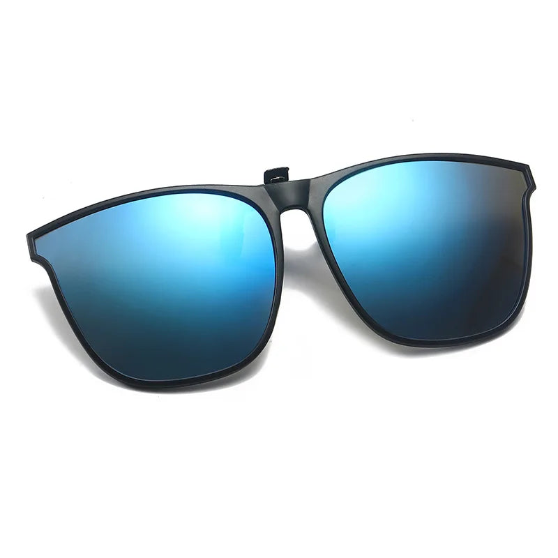 Polarisierte Clip-On-Sonnenbrille für Herren, Autofahrerbrille, UV400, Sonnenbrille, blendfrei, quadratische Vintage-Brille