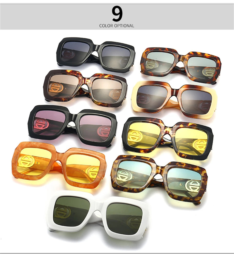 2024 Retro übergroße quadratische Sonnenbrille Frauen Luxusmarke Big Frame Sonnenbrille für Männer Vintage Punk Shades UV400 Tendy Brillen