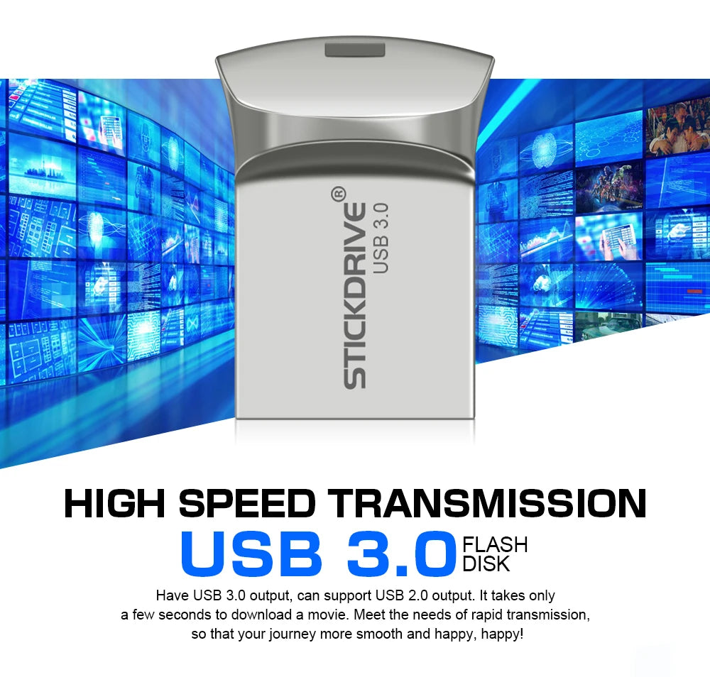Hochgeschwindigkeits-Mini-USB3.0-Flash-Laufwerk, 16 GB, 32 GB, 64 GB, 128 GB, 256 GB, Metall-Stick, wasserdichter USB 3.0-Festplatten-Speicherstick