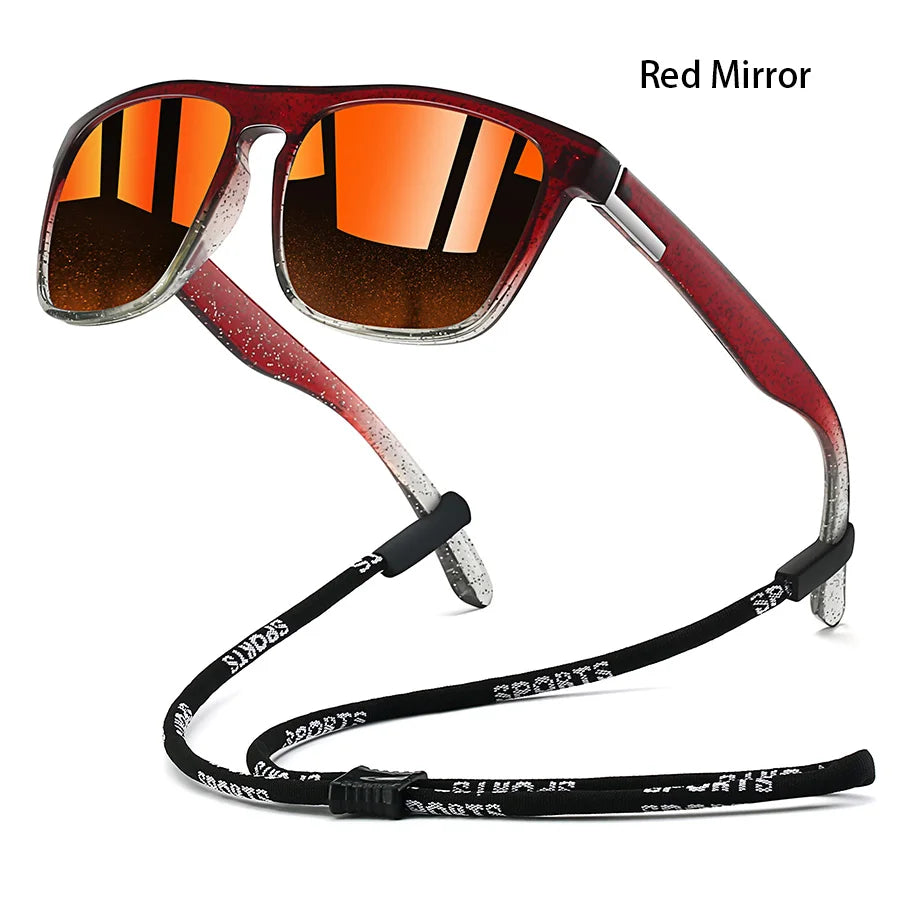 Sonnenbrille mit Kette für Männer und Frauen, klassisch quadratisch, zum Fahren, Angeln, farbenfroh, leicht, Outdoor-Schutzbrille