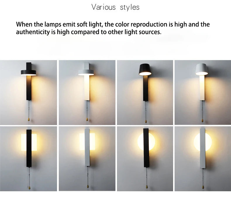 Nordic Wand Lampen mit Pull Schalter Abajur Para Quarto Lampe De Chevet Lampe für Schlafzimmer Arandela Wohnkultur Decoracion Ha