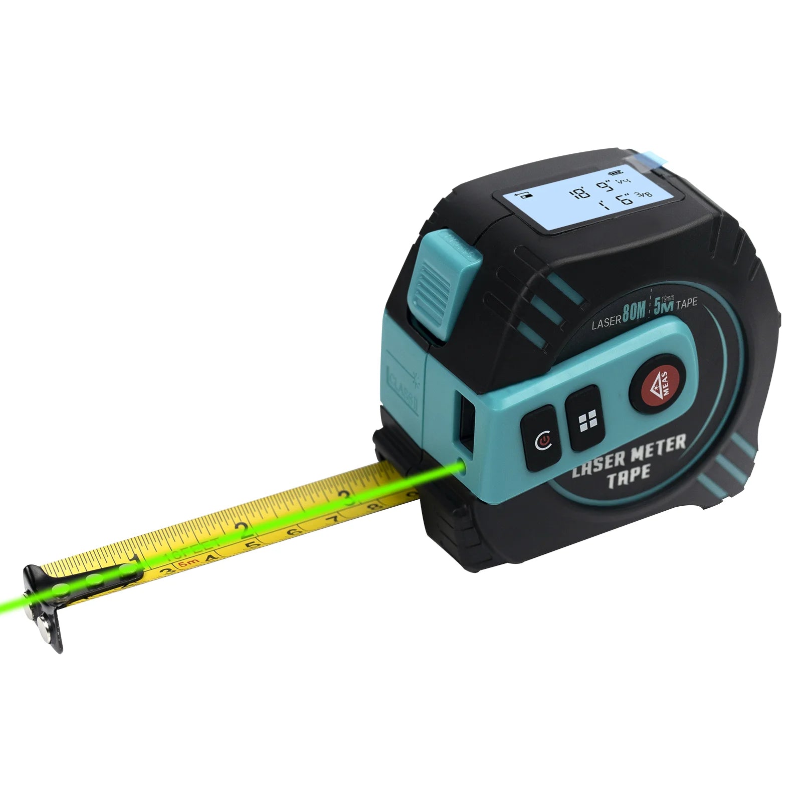 2in1 grüne Laser-Entfernungsmesser 80 m + 5 m Bandlasermaß Multifunktional wiederaufladbar