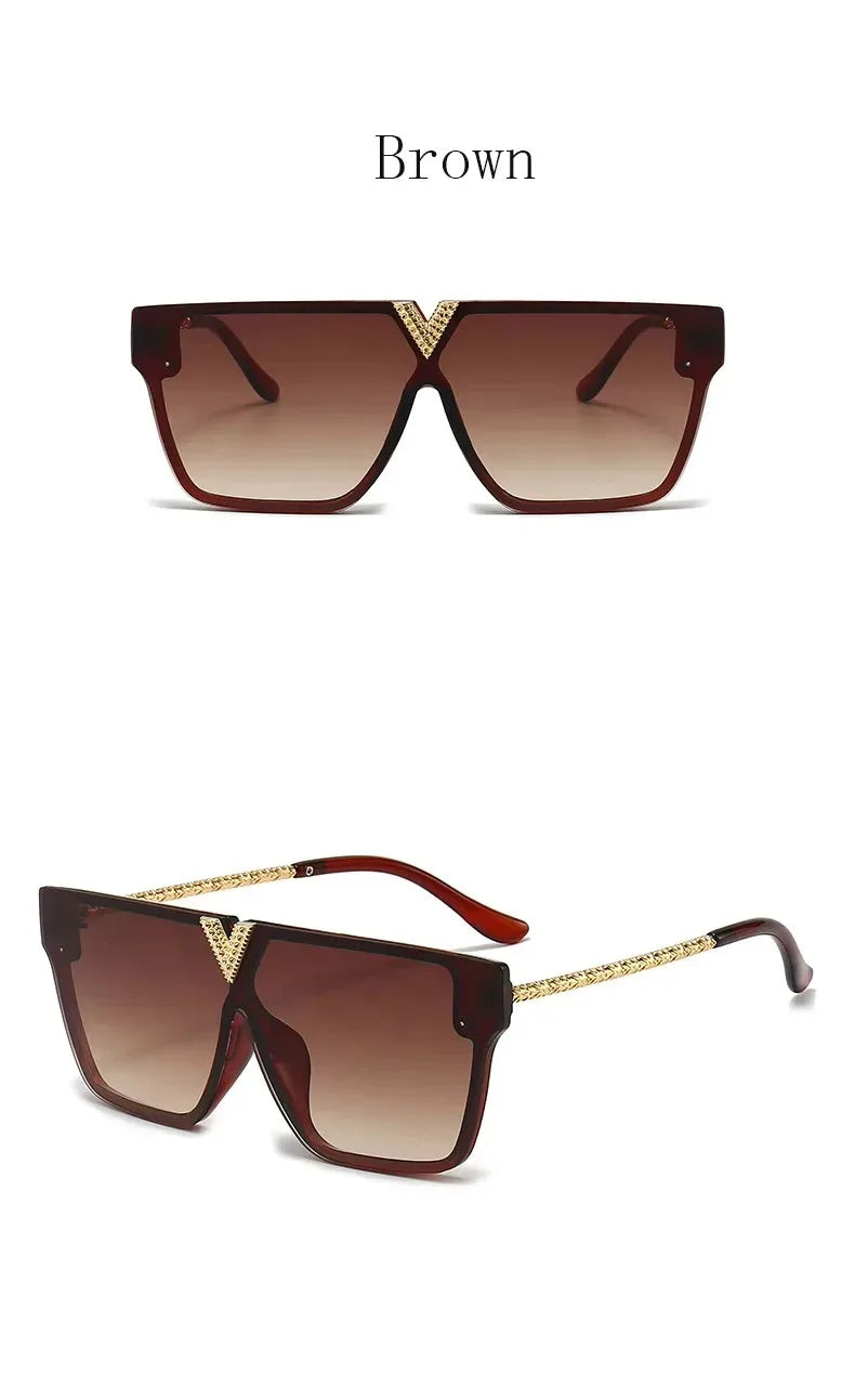 Sonnenbrille mit Buchstabe V für Damen und Herren, quadratischer Rahmen, zum Fahren, beliebter UV-Schutz, schwarze Sonnenbrille, Markendesign, berühmte Brillen 2025,