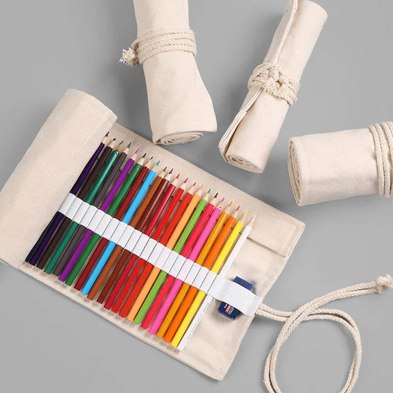 Bleistift Fall Schule Liefert student Kunst Stift Tasche Beutel Leinwand Stift Wrap Rolle Make-Up Kosmetik Pinsel Stift Lagerung Schreibwaren
