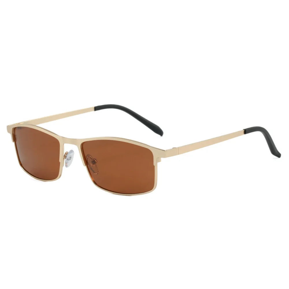 Vintage Herren-Sonnenbrille im Retro-Stil mit Metallrahmen, quadratische Sonnenbrille, UV-Schutz, modische Designer-Brille, Sonnenbrille für Herren