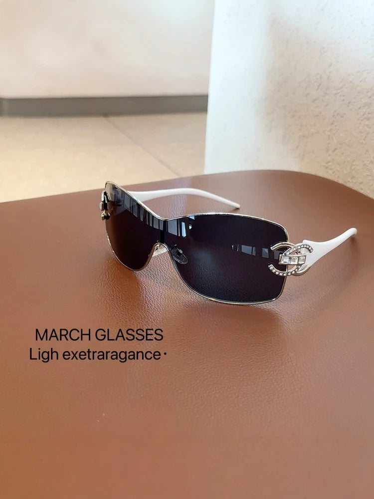 Neue Verbundene Luxus Frauen Sonnenbrille Übergroßen Frau Sonnenbrille Schwarz Brillen Trendy Männer Glas Lentes De Sol Mujer 2025
