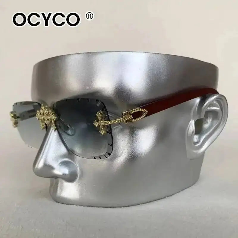 2026 Neue Steampunk Randlose Quadratische Sonnenbrille für Herren Luxusmarke Vintage Schneidgläser Sonnenbrille Trendige Schattierungen Eyewear UV400