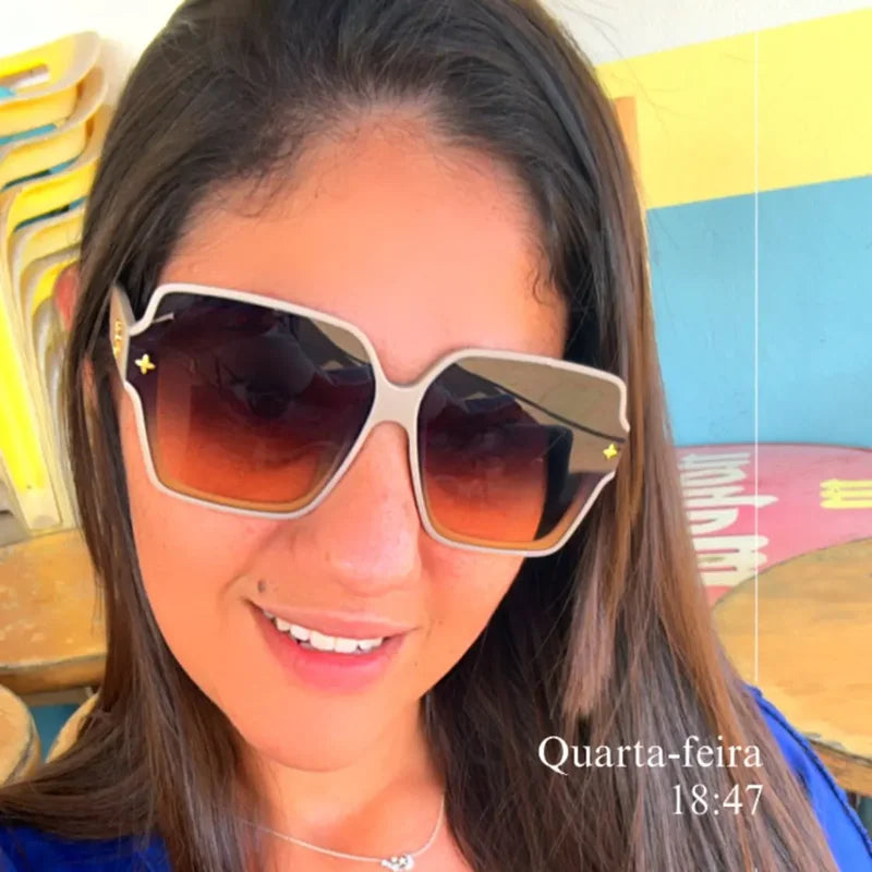 Modische Sonnenbrille mit quadratischem Rahmen für Damen, luxuriöser UV-Schutz, großer Rahmen, All-Match DS-8052-1