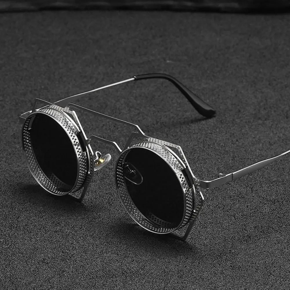 Steampunk Runde Sonnenbrille Frauen Männer Gothic Metall Rahmen Fahren Sonnenbrille Weibliche Stilvolle Goggle UV400 Shades Brillen Oculos