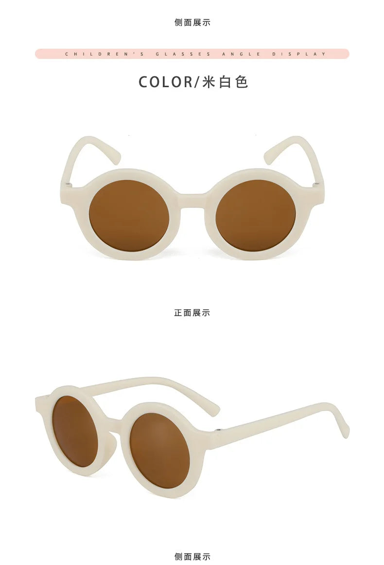 Kindersonnenbrille, runder Rahmen im Einsatzstil, Baby-Sonnenbrille für 1–7 Jahre alte Babys, Sonnenschutz, Sonnenschutz