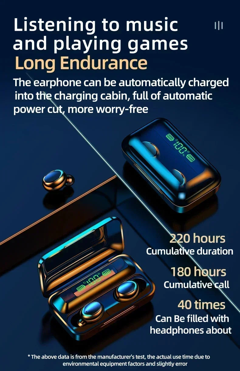 Tws F9-5 Kopfhörer Bluetooth 5,3 drahtlose Kopfhörer Hifi Stereo Sport wasserdichte Ohrhörer Headset Hörgeräte mit Mikrofon Freis prec heinrich tung