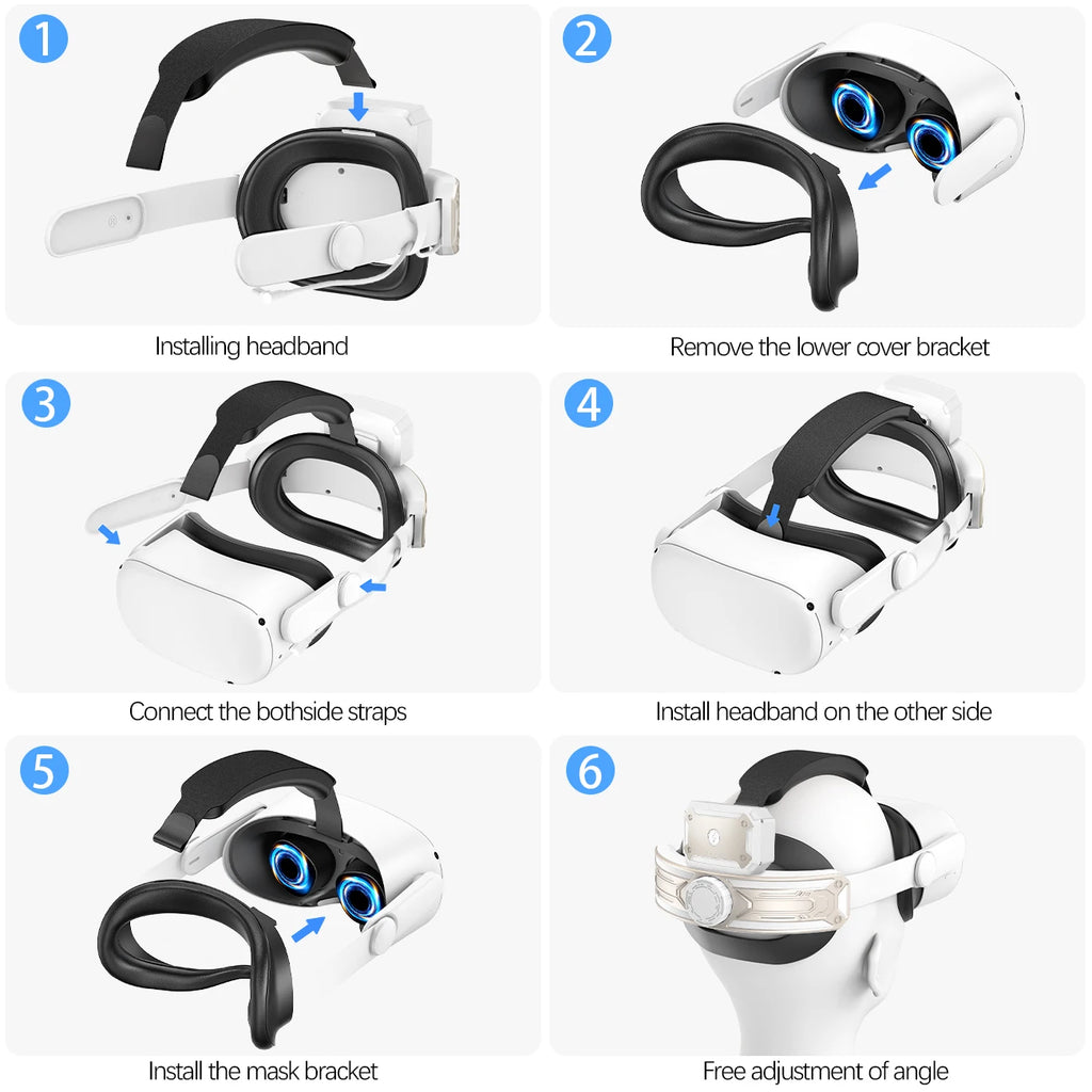 Kopfband mit Akku für Meta/Oculus Quest 2, verstellbares Elite-Gurt-Ersatzzubehör für Oculus/Meta Quest 2