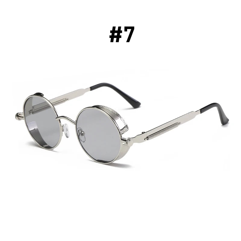 Vintage Steampunk Rote Sonnenbrille Männer Runde Punk Legierung Metall Retro Sonnenbrille Frauen Brille Gothic Stil Shades Brillen