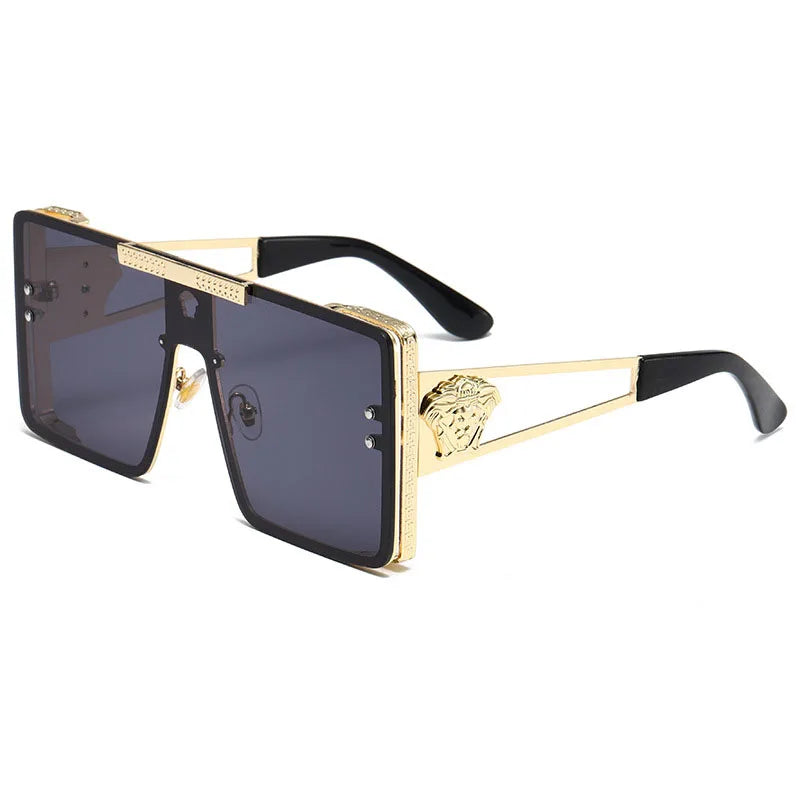 Neue stilvolle Sonnenbrille mit übergroßen Rahmen, trendiges Metalldesign, perfekt für Modeshows und coolen Streetstyle.