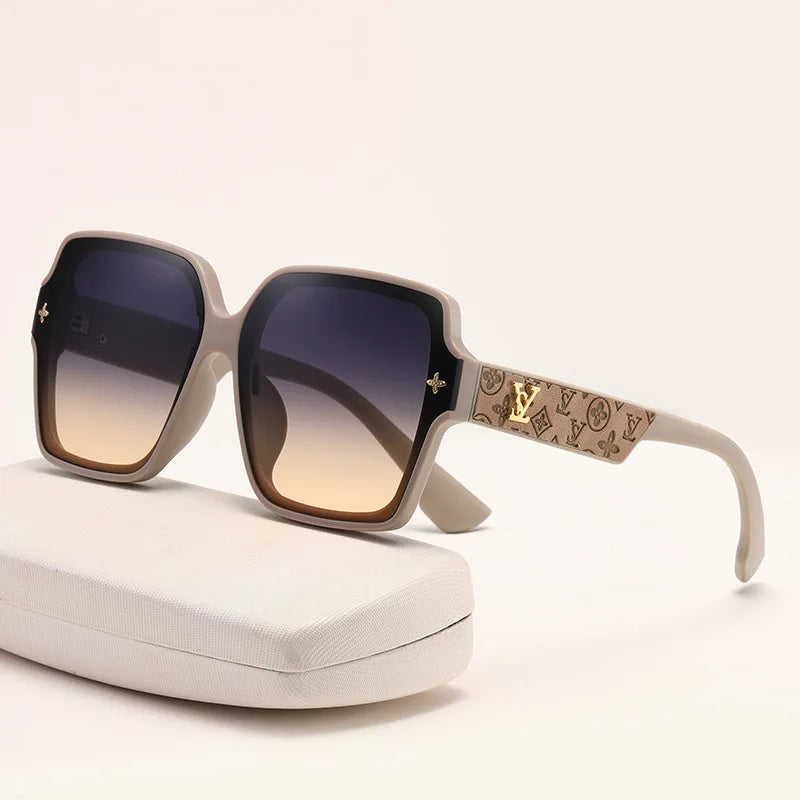 Modische Sonnenbrille mit quadratischem Rahmen für Damen, luxuriöser UV-Schutz, großer Rahmen, All-Match DS-8052-1
