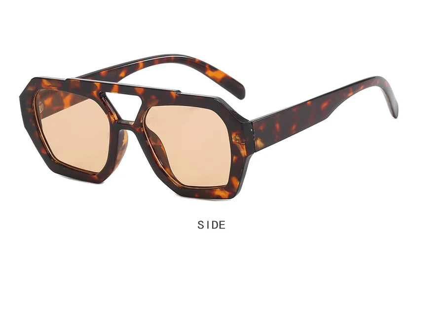 Grenzüberschreitende europäische und amerikanische Doppelstrahl-Sonnenbrille, unregelmäßige Sonnenbrille, 2023, neue personalisierte Retro-Sonnenbrille, beliebt auf dem Intern