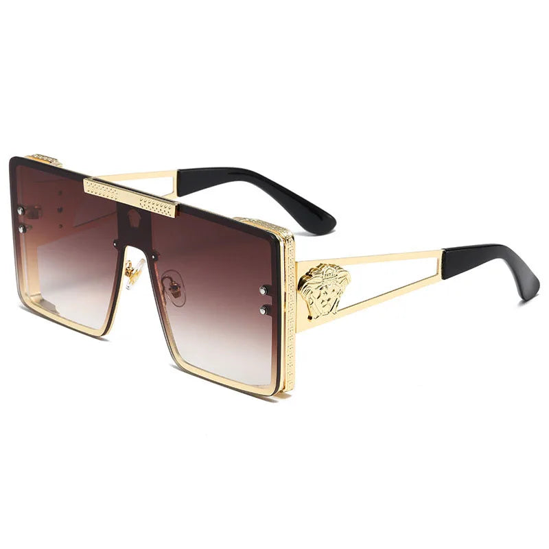Neue stilvolle Sonnenbrille mit übergroßen Rahmen, trendiges Metalldesign, perfekt für Modeshows und coolen Streetstyle.