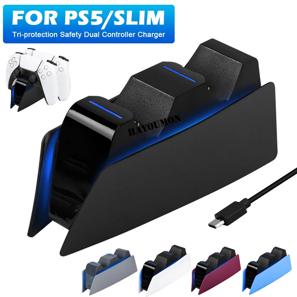 5 FARBEN für PS5-Controller, Ladestation, Dual-Schnellladestation für PS5, Typ C und PS5-Edge-Game-Controller mit LED-Anzeige
