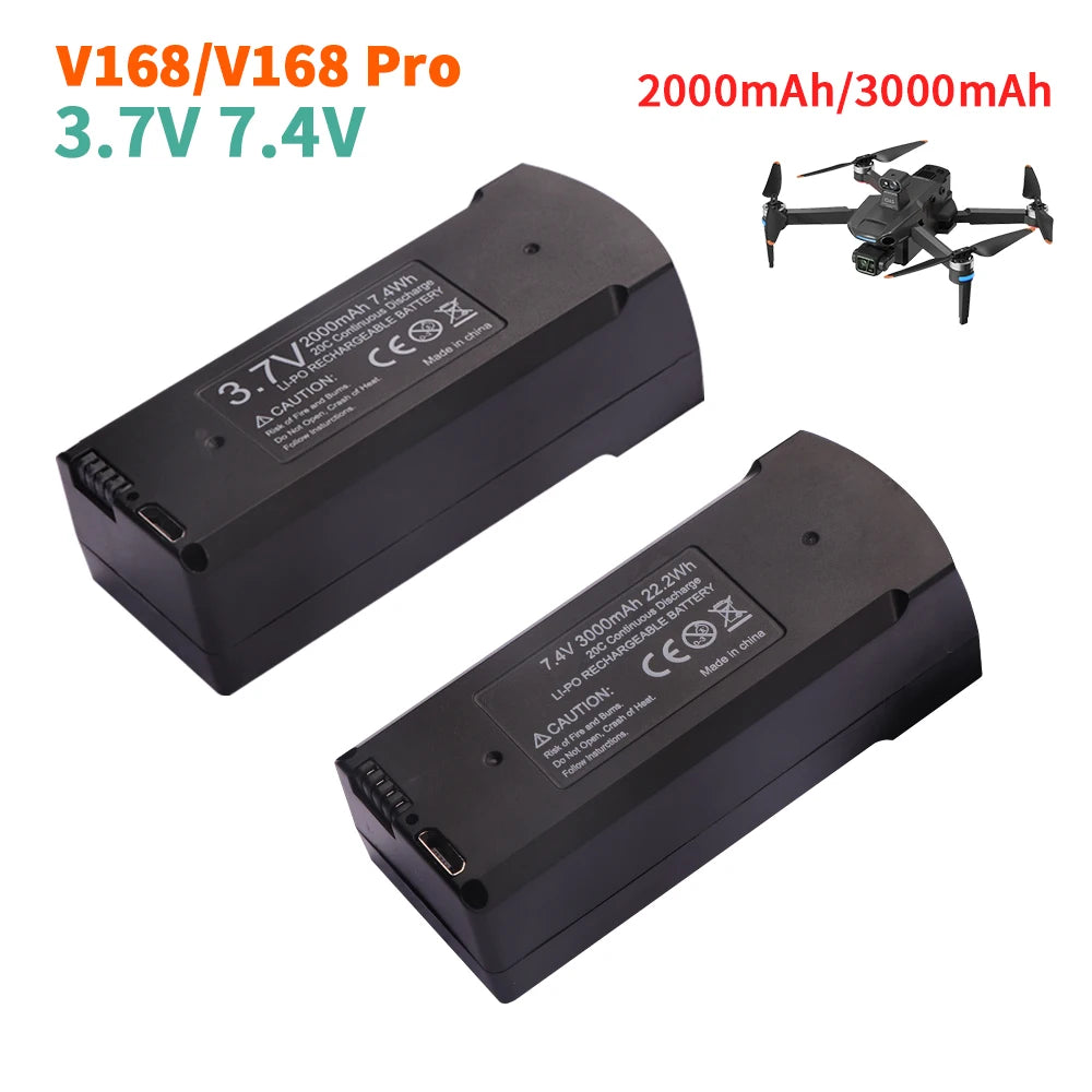7,4 V 3000 mAh Original V168 GPS Drone Batterie RC Quadcopter 3,7 V 2000 mAh V168 Pro Max Ersatz Batterie eders Teile Zubehör