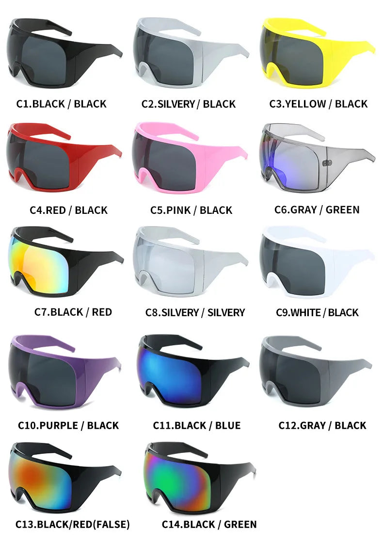 Übergroße Sonnenbrille für Herren, umwickelt, windabweisend, persönlich, große Farbtöne, futuristische Mode, Zukunftsschild, Uv400, Radfahren, Motorrad