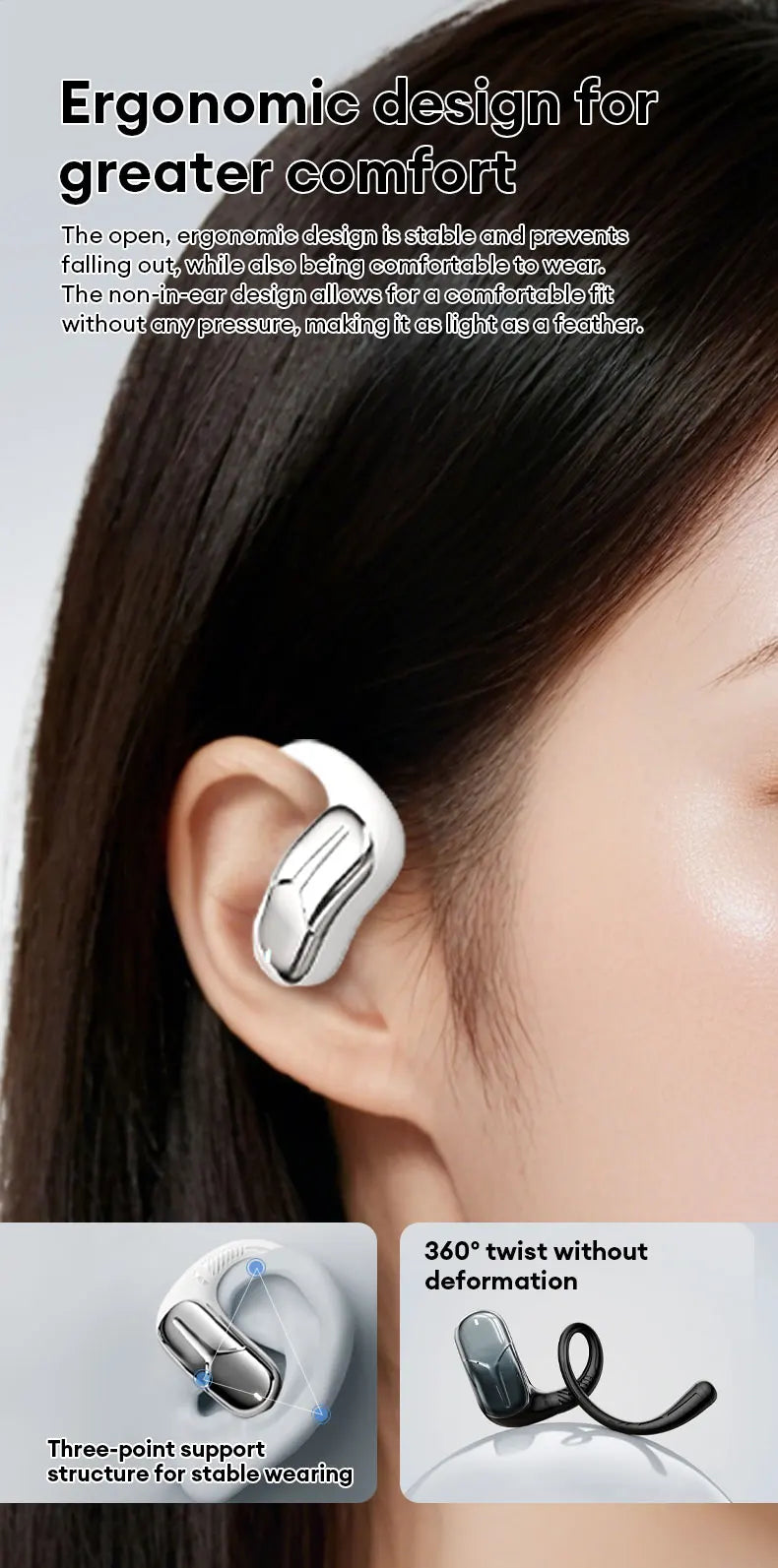 Neue Lenovo AC101 OWS Bluetooth 6.0 Kopfhörer ENC Geräuschunterdrückung Kabellose Ohrhörer Lange Akkulaufzeit Surround Sound Sport-Ohrhörer