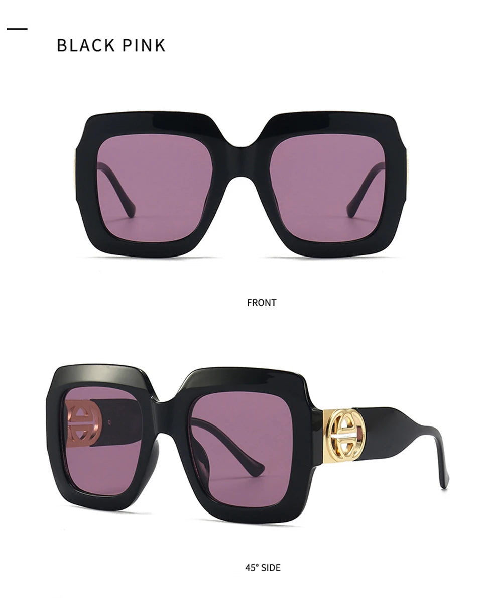 2024 Retro übergroße quadratische Sonnenbrille Frauen Luxusmarke Big Frame Sonnenbrille für Männer Vintage Punk Shades UV400 Tendy Brillen