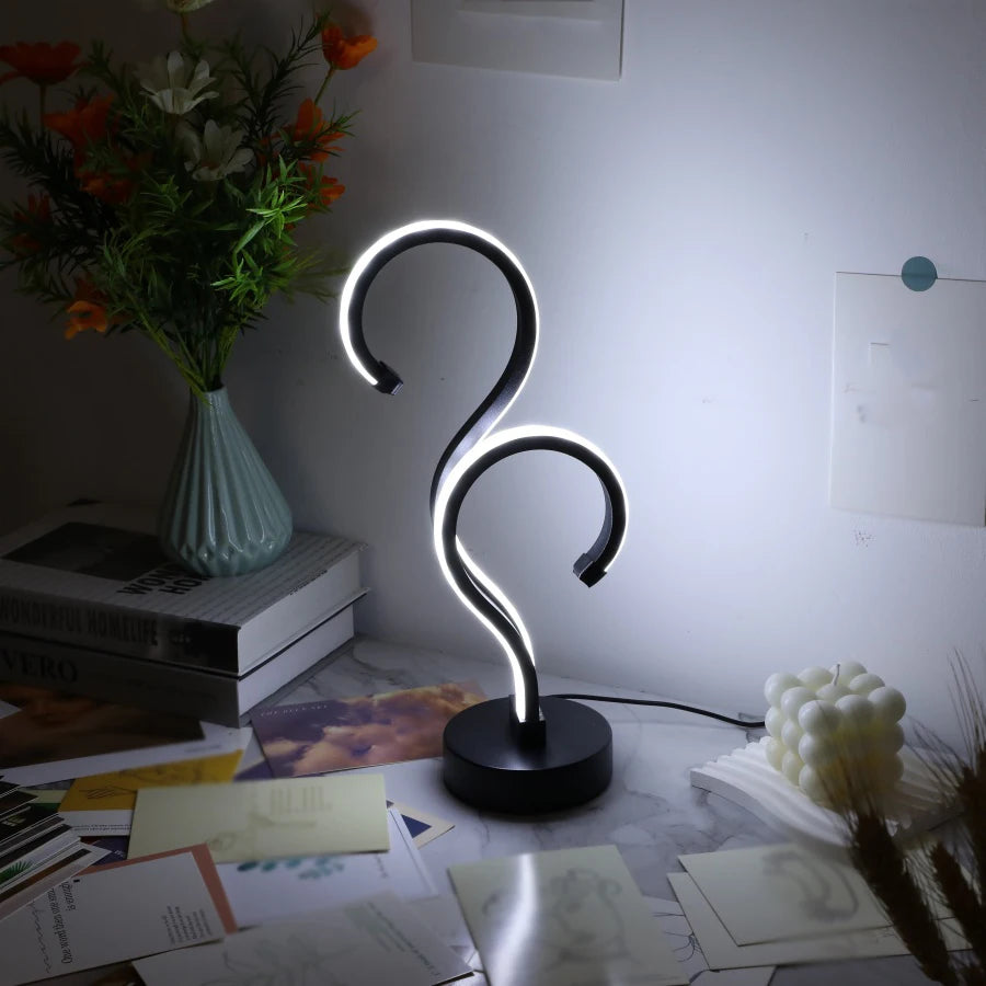1PC Kreative Doppel Fragezeichen Schreibtisch Lampe USB Drei Farbe Dimmen Schlafzimmer Augenschutz Nachtlicht