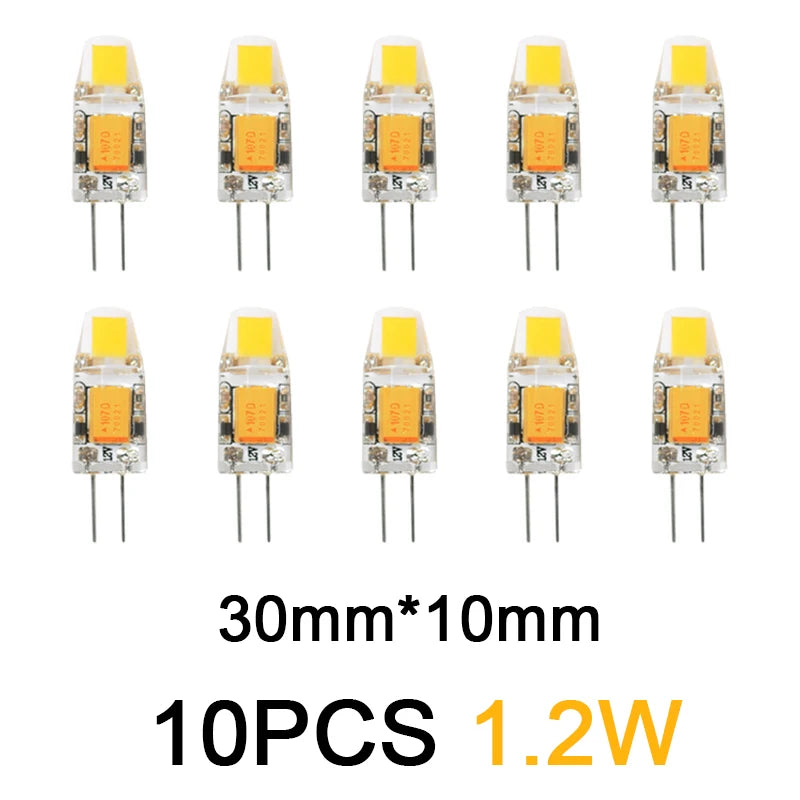 10PCS 12V AC/DC G4 COB Lampe LED AC/DC 12V Mais Licht 1,2W 2W 2,5W Scheinwerfer Kronleuchter Birne Ersetzen Halogen Lampen